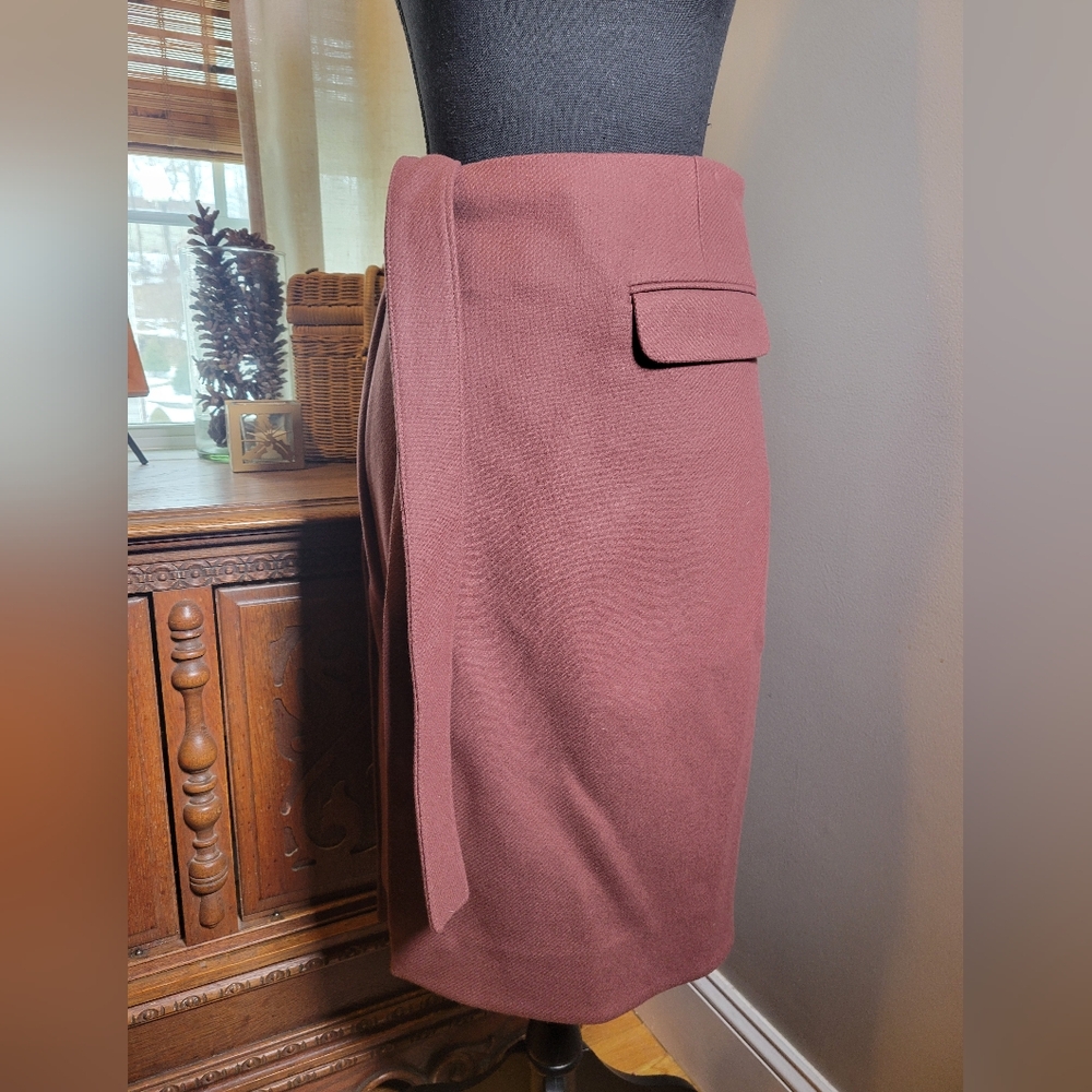 COS BROWN WOOL BLEND WRAP SKIRT NWT